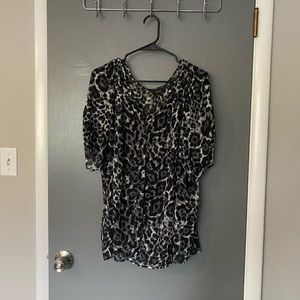 Apt. 9 Gray Leopard Print Blouse with Gray Tank Top
